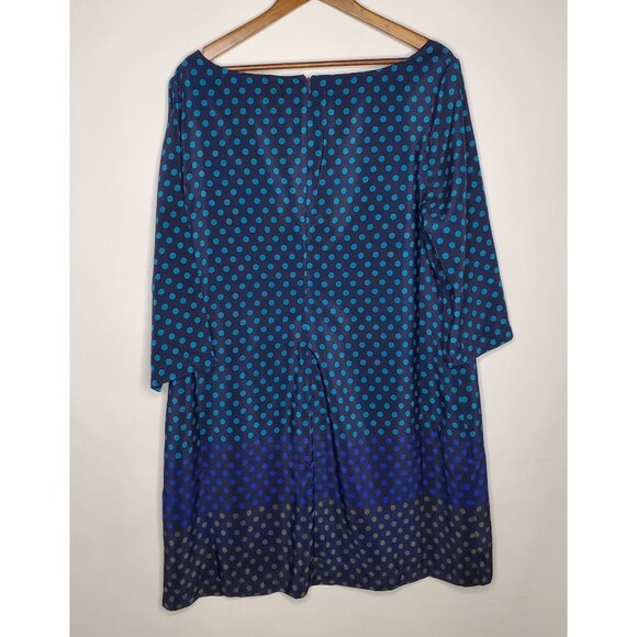 Old Navy Womens Two Tone Blue Polka Dot 3/4 Sleeve Shift Dress Size XL Career - Picture 2 of 8